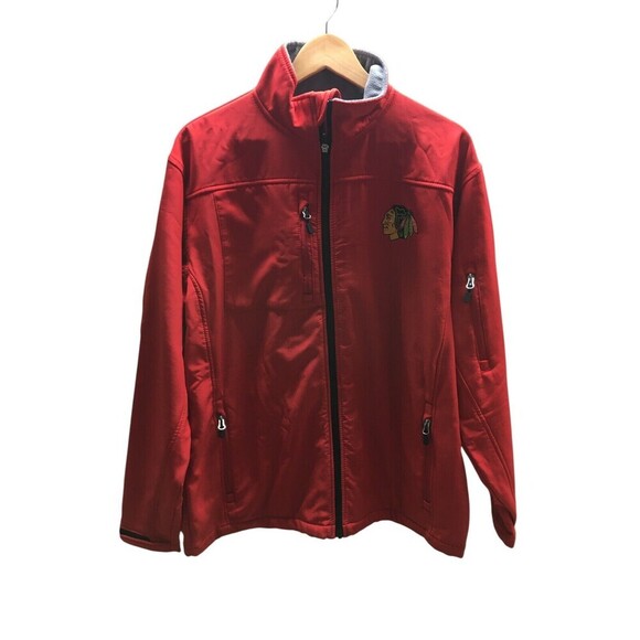 NHL Jacket Men's Size Large Red Black Hawks Sweatshirt Full Zip - Picture 1 of 8